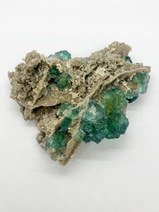 Green Cube Fluorite on Druzy Quartz