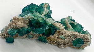 Green Step Fluorite on Druzy Quartz