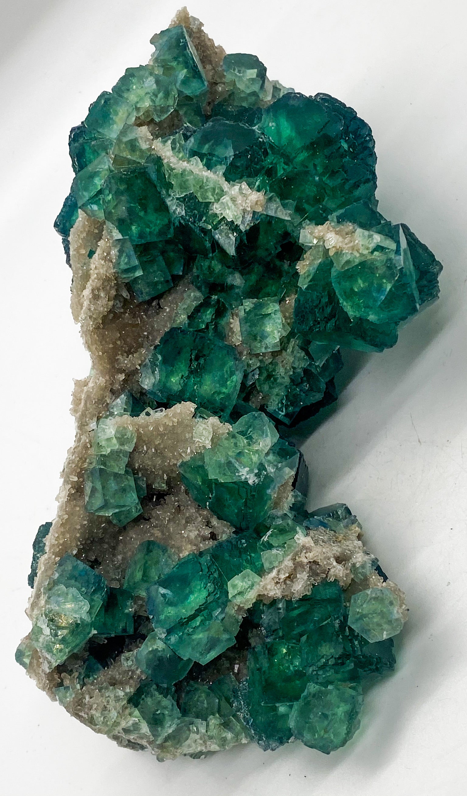 Green Step Fluorite on Druzy Quartz