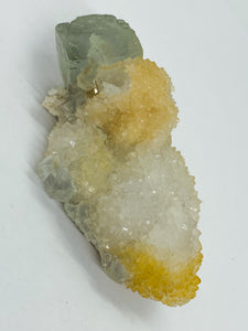 Light Blue Fluorite on Yellow Druzy Quartz