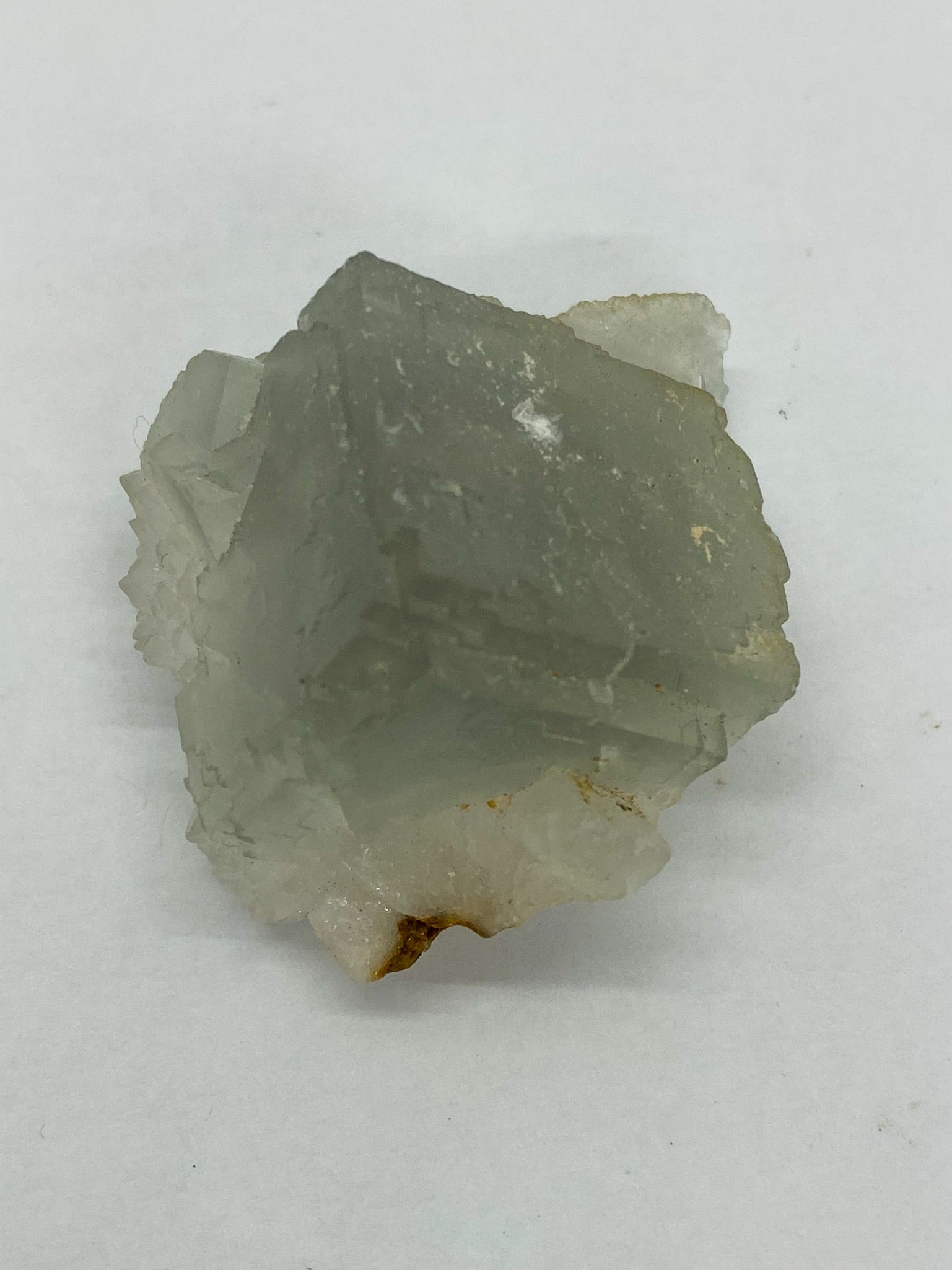 Light Blue Fluorite on Yellow Druzy Quartz