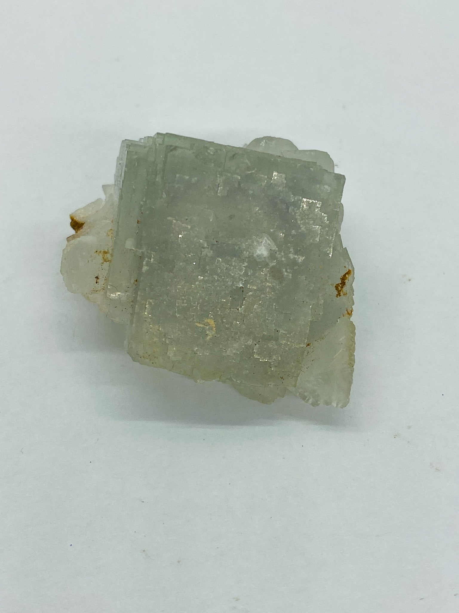 Light Blue Fluorite on Yellow Druzy Quartz