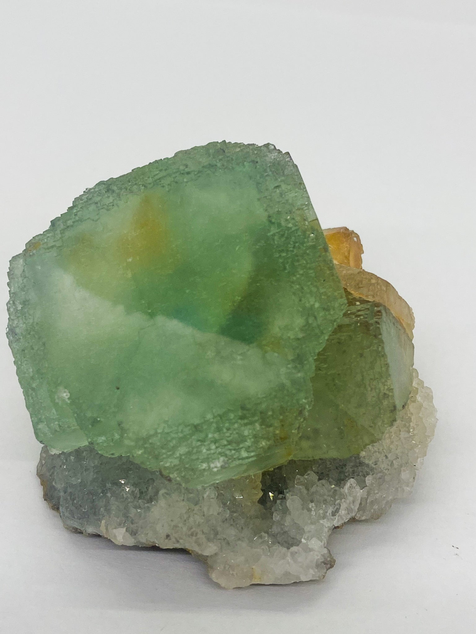 Light Green Step Fluorite on Druzy Quartz