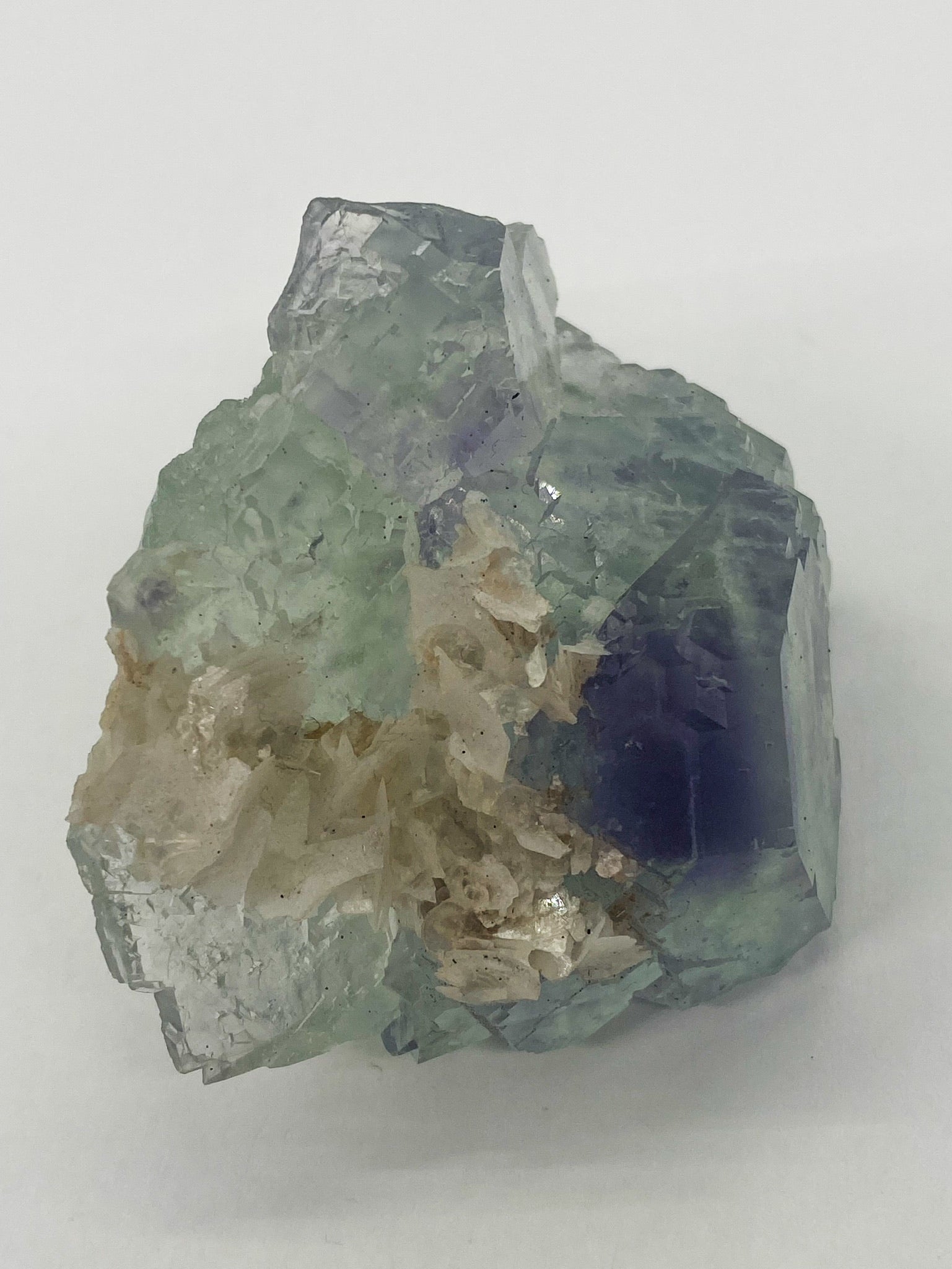 Octahedral Green Clear Fluorite with Purple Phantom