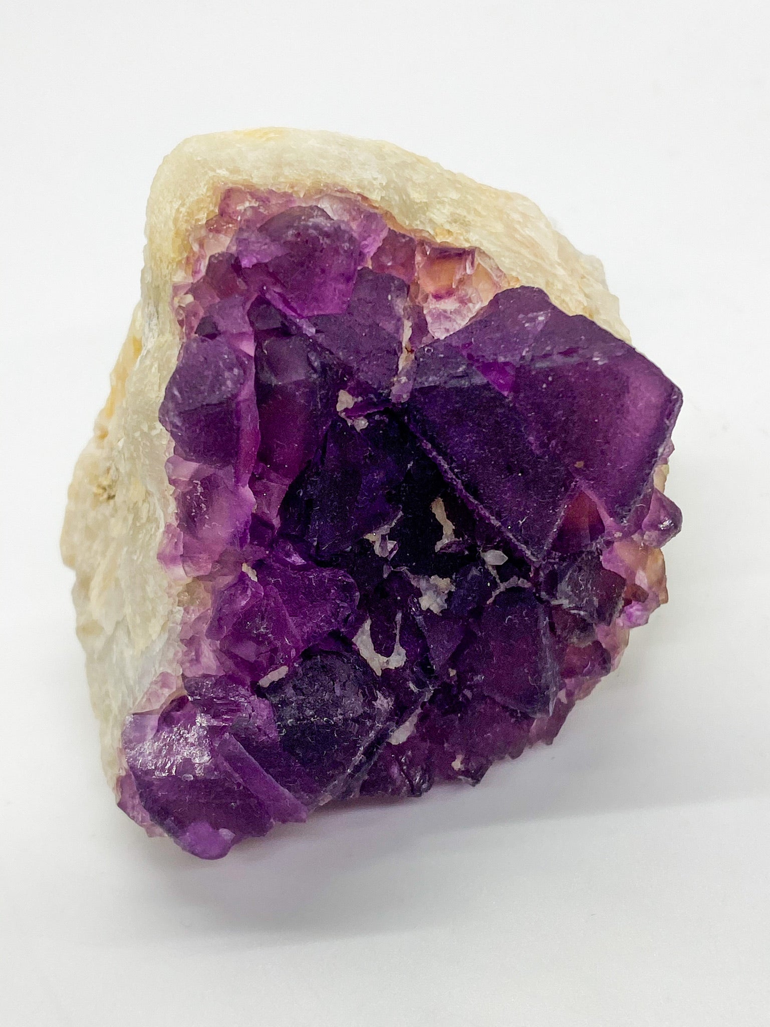 Purple Fluorite Chunk on Quartz