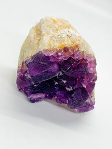 Purple Fluorite Chunk on Quartz
