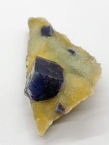 Purple Sugar Cube Fluorite on Druzy Quartz