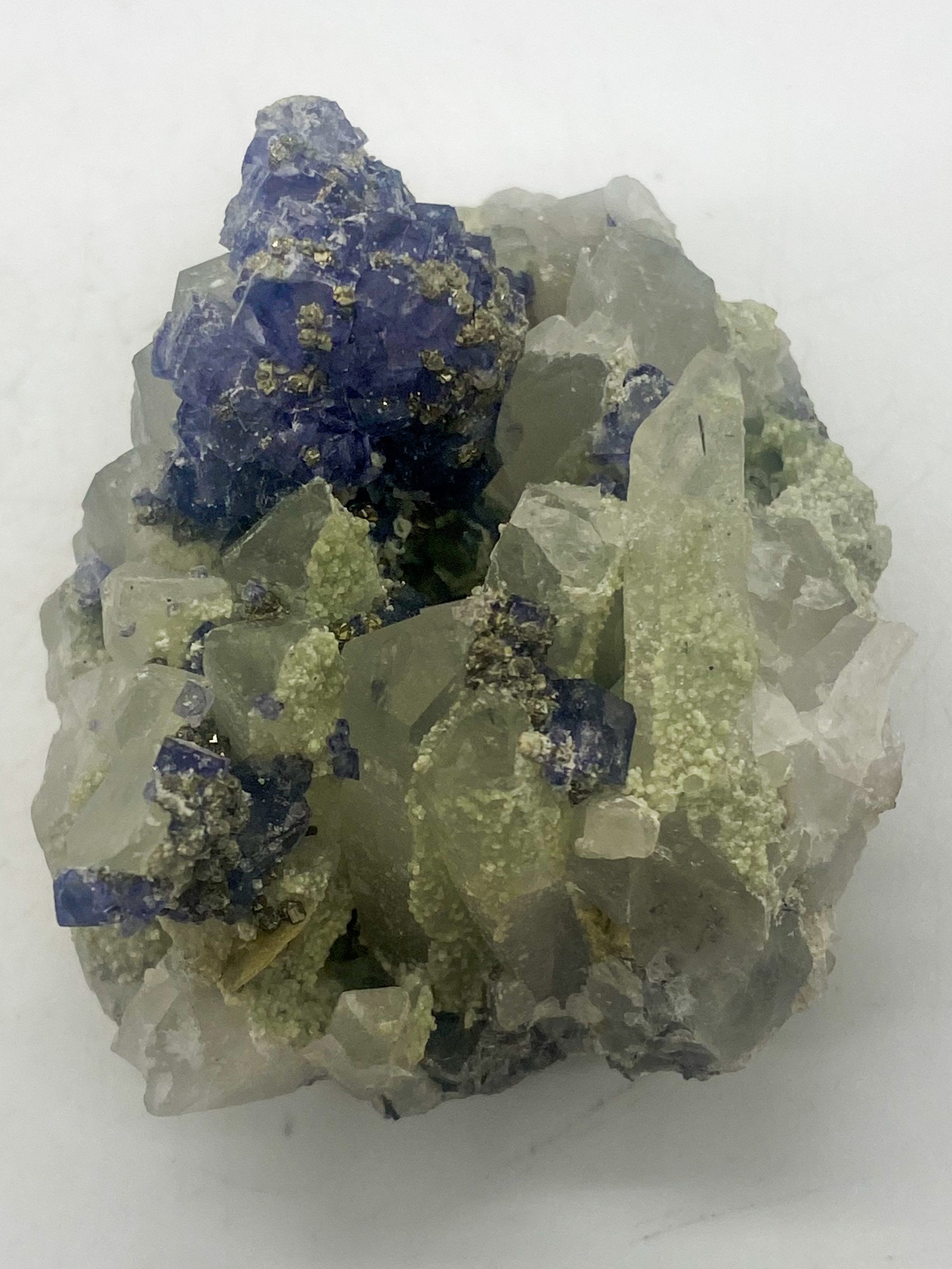 Purple Tanzanite on Quartz with Muscovite and Pyrite