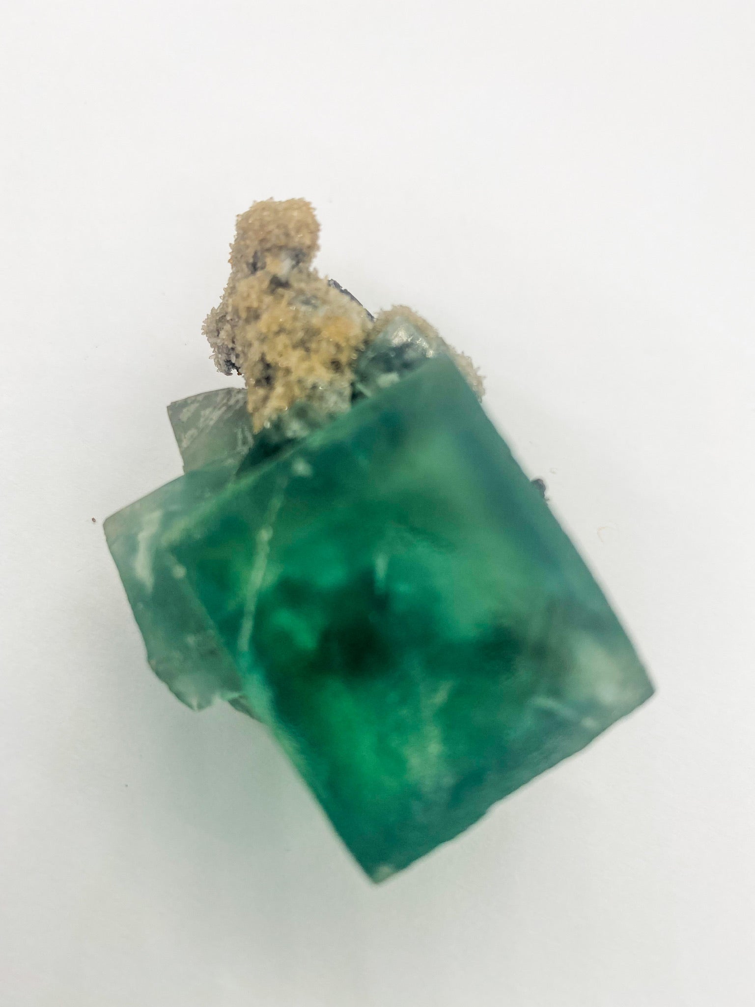 Whole Cube Green Fluorite on Quartz