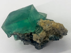 Whole Cube Green Fluorite on Quartz