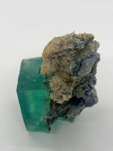 Whole Cube Green Fluorite on Quartz