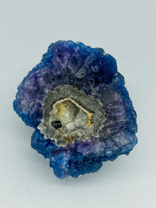 Blue Step Fluorite on Candle Quartz