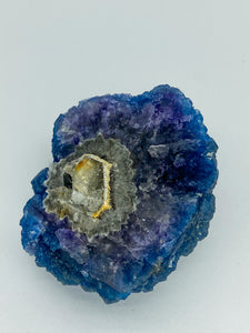 Blue Step Fluorite on Candle Quartz