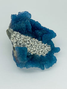 Blue Step Fluorite on Candle Quartz