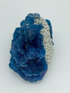 Blue Step Fluorite on Candle Quartz