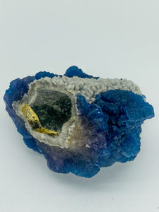 Blue Step Fluorite on Candle Quartz